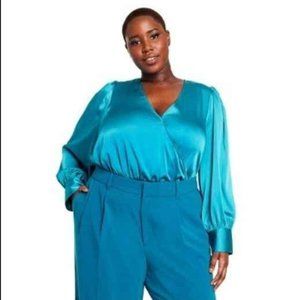 Sergio Hudson Crossover Satin Bodysuit